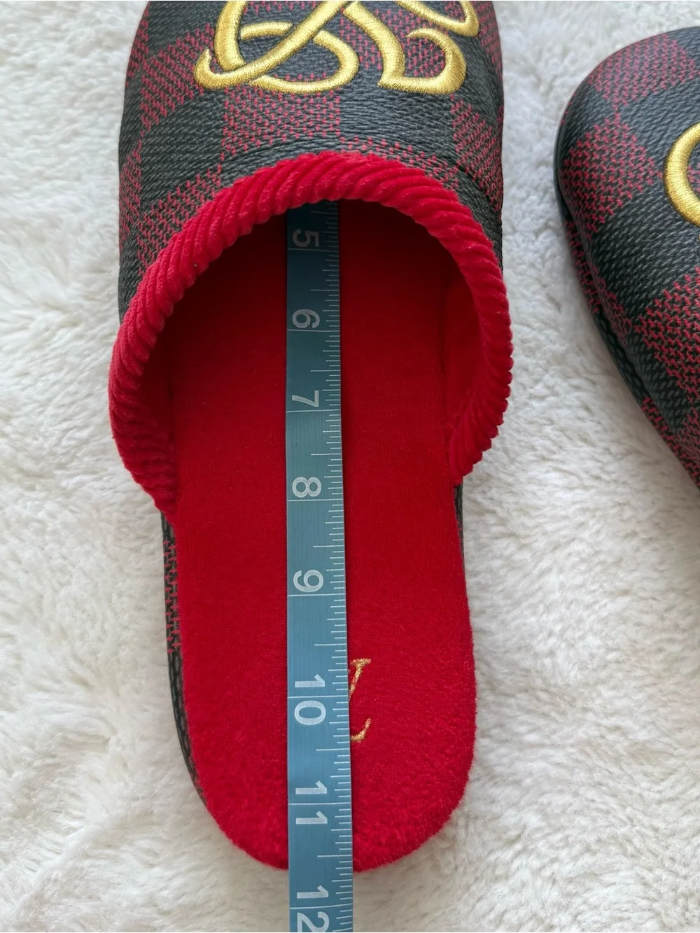 NEW! LOUIS VUITTON Palace Line  Slippers Red Gold Black Damier Size 10 UK/11 UK